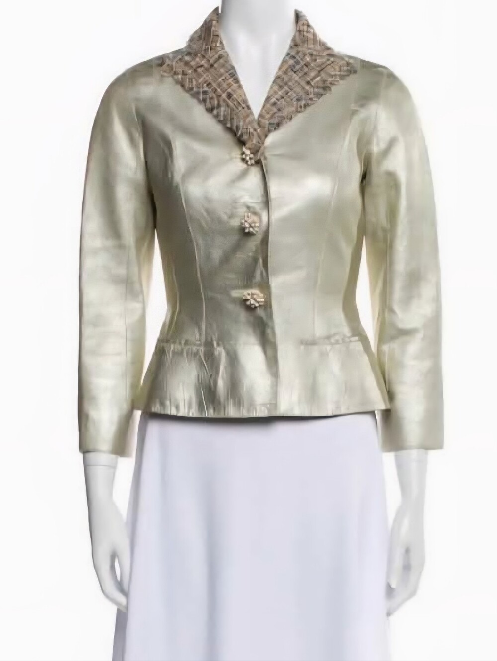 Louis Vuitton Leather Blazer Jacket with Fringe Collar Early 2000's Vintage